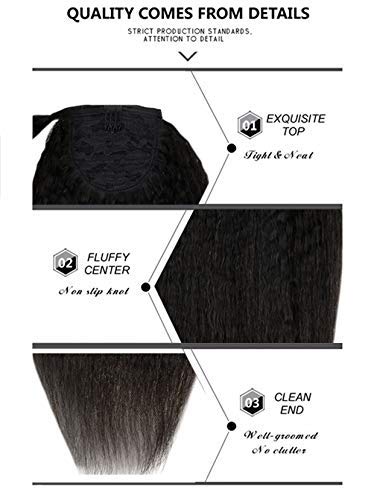 Hetto 14 Pulgada Kinky Straight Ponytail Hair Premium Quality Natural Hair Extensiones de Cabello Humano Real Shoulder Length Smoothy Hair 70g/Paquete