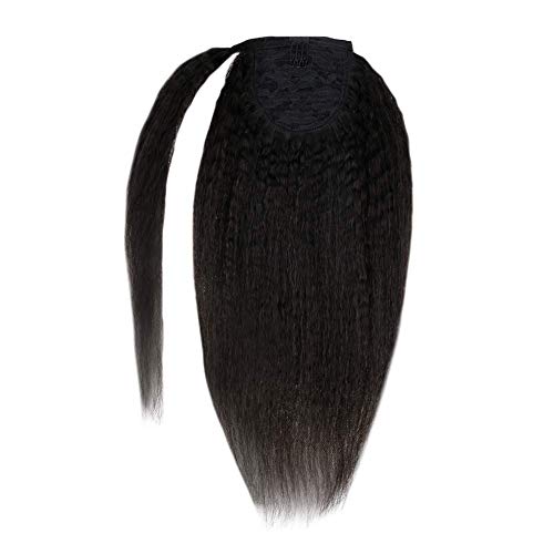 Hetto 14 Pulgada Kinky Straight Ponytail Hair Premium Quality Natural Hair Extensiones de Cabello Humano Real Shoulder Length Smoothy Hair 70g/Paquete