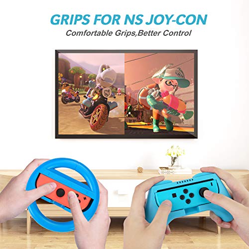 HEYSTOP Kit de Accesorios 12 en 1 para Nintendo Switch, con Funda de Transporte, TPU Cubierta Protectora, Joy-con Grip y Volante, Soporte,Protector de Pantalla, Apretones de Pulgar, Cable USB (Gris)