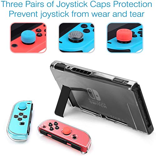 HEYSTOP Nintendo Switch Accesorio, Funda para Nintendo Switch + Carcasa Switch + Protector de Pantalla para Switch + Apretones de Pulgar + Protector Nintendo Swicht