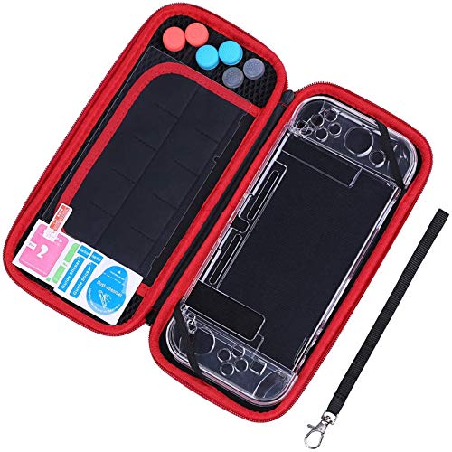 HEYSTOP Nintendo Switch Accesorio, Funda para Nintendo Switch + Carcasa Switch + Protector de Pantalla para Switch + Apretones de Pulgar + Protector Nintendo Swicht