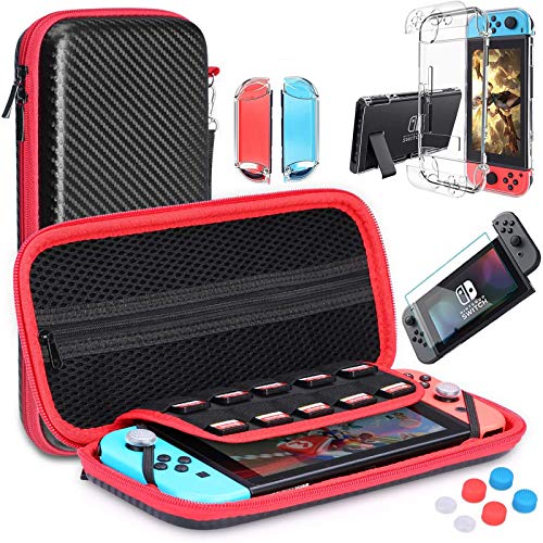 HEYSTOP Nintendo Switch Accesorio, Funda para Nintendo Switch + Carcasa Switch + Protector de Pantalla para Switch + Apretones de Pulgar + Protector Nintendo Swicht