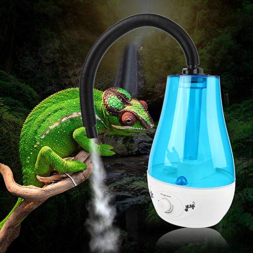 Hffheer Humidificador de Reptiles, máquina de fabricación de Niebla silenciosa de 3L Reptil de Gran Capacidad Difusor ultrasónico de Aroma de Aire Generador de dispensador de Niebla de Agua (Azul)