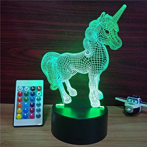 HFZY Lindo Unicornio 3D LED Lamp Night Light Girl Princess Regalo RGB Bombilla de Navidad 7 Colores de Dibujos Animados de Juguete