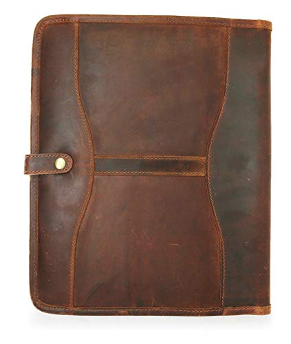HG-LTHR Folder Portafolio Porta Documentos en Cuero con Broche Boton de seguridad Profesional A4 Regalo