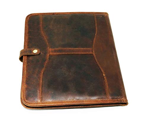 HG-LTHR Folder Portafolio Porta Documentos en Cuero con Broche Boton de seguridad Profesional A4 Regalo