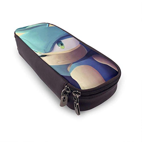 HGdggvd So-nic The Hedgehog Estuche de gran capacidad para bolígrafos, bolsa de maquillaje, estuche organizador con cremallera para escuela y oficina, color negro, color Sonic el erizo 3 talla única
