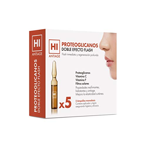 HI - Hi Antiage - Ampollas Proteoglicanos Doble Efecto Flash - Ampollas Antiedad Efecto Flash Hidratante y Tensora de la cara con Proteoglicanos para la Elasticidad e Hidratación de la Piel