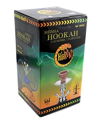 HIBRON® Cachimba shisha hookha pequeña 25cm 2 mangueras, kit de iniciación completa premium (azul)