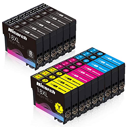 Hicorch 18XL Cartuchos de Tinta para Epson 18 XL Compatible con Epson Expression Home XP-215 XP-225 XP-302 XP-305 XP-312 XP-315 XP-322 XP-405 XP-412 XP-422 XP-425(6 Negro,3 Cian,3 Magenta,3 Amarillo)