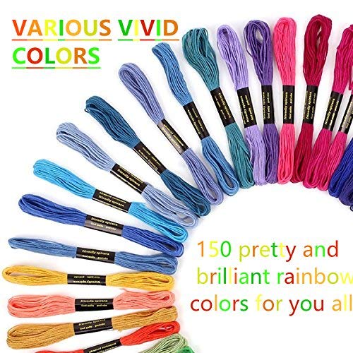 Hilos de Bordar 172 Kit TICIOSH Bordado Kit de Hilos Cross Stitch Bordado Hilos Punto de Cruz Línea de Costura Coser Hilos Conjunto de Agujas Bordado (150 Colorear)