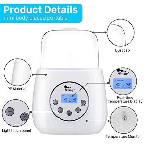 Himaly Calienta Biberón Multifuncional de Casa y Viaje Calentador Biberones Portátil Calentador de Alimentos de Botellas Dobles Electrónico Termostato Inteligente Calentador con Pantalla LCD 200W