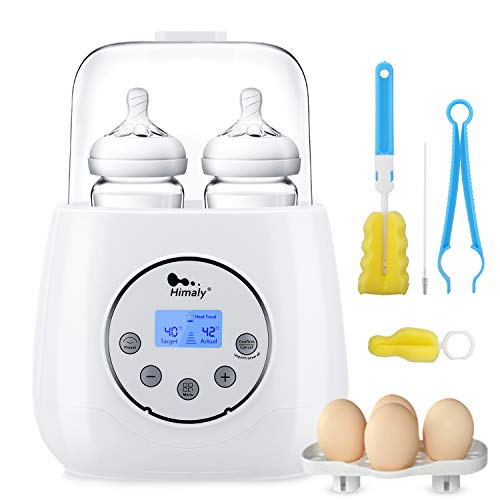 Himaly Calienta Biberón Multifuncional de Casa y Viaje Calentador Biberones Portátil Calentador de Alimentos de Botellas Dobles Electrónico Termostato Inteligente Calentador con Pantalla LCD 200W