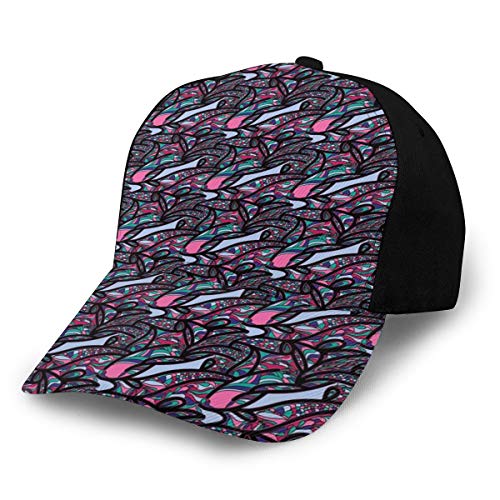 Hip Hop Sun Hat Baseball Cap,Dreamlike Pattern with Color Palette Cool Lines Expressionist Nature Image,For Men&Women