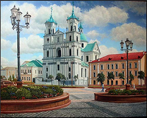 HJKGSX Pintar por Numeros Adultos DIY Arte De La Pared Digital Pintura De La Lona De Navidad Regalo Decoración para El Hogar- Hermosa Villa 40X50 cm Sin Marco