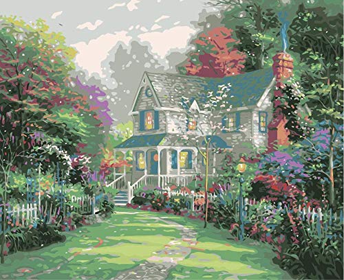 HJKGSX Pintar por Numeros Paisaje de la Villa 40X50 cm Adultos Niños Pintura al óleo DIY Lienzo Pintura por Números Kits Decoración de Pared Regalos Sin Marco