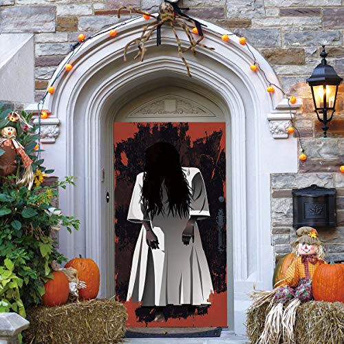 HKPLDE Etiqueta engomada del Arte de la Puerta de Halloween 3D, calcomanía de Pared autoadhesiva aterradora para la decoración del hogar de Halloween-En General