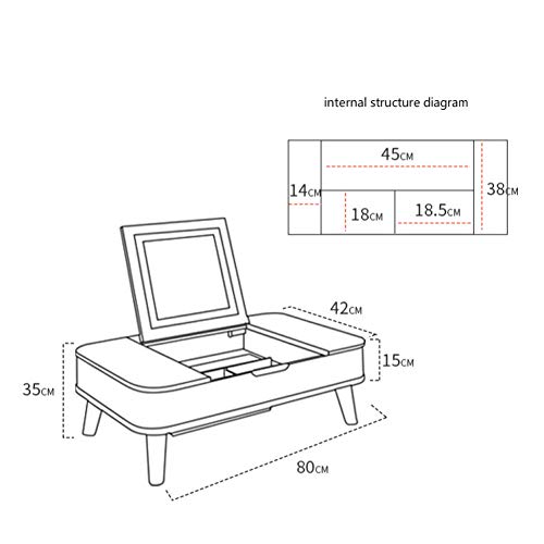 HMCL tocador, espejo y cajón que se puede ocultar, juego de tocador, se puede girar dos mesas de uso, luz con tres modos, roble