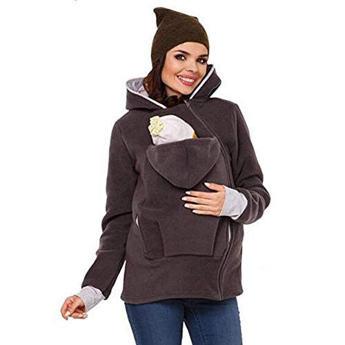 HNKJK Madre Canguro Sudadera Capucha Top Portador De Bebé Cremallera Abrigo Chaqueta Bolsa Cuidado De Niños Invierno Cálido,M