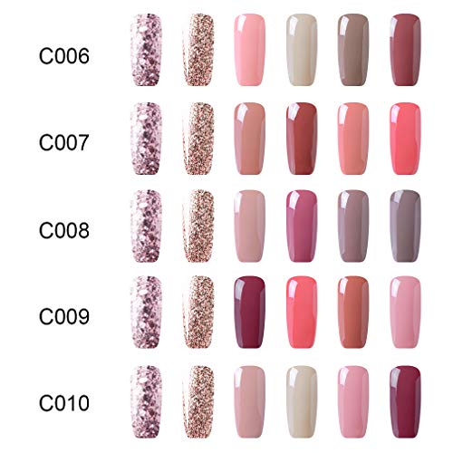 HNM Esmaltes Semipermanentes de Uñas en Gel UV LED 6 Colores Nude Esmaltes de Uñas para Manicura 004