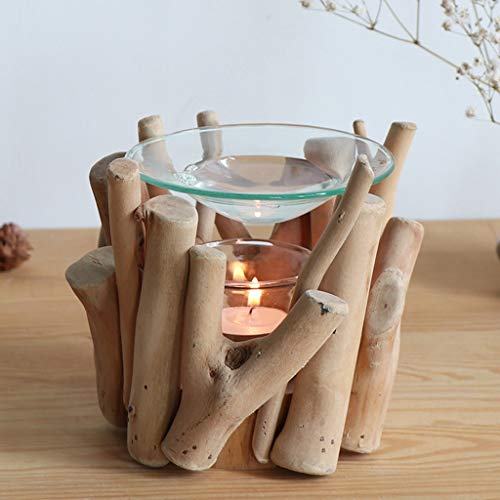 Hogar de Madera sólida Aceite Esencial Incienso Titular de Madera Vela Aloe Vela Hojas Dormitorio Quemador de Incienso (Color : C)