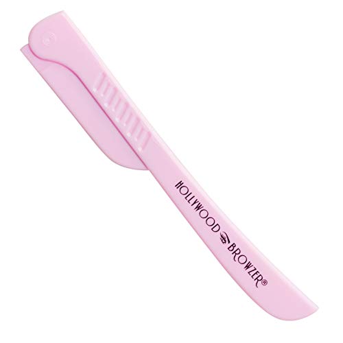 Hollywood Browzer Cuchilla de afeitar de dermaplaning para cejas para mujer - Moldeado de cejas, eliminación de vello no deseado y exfoliación Rosa Pastel