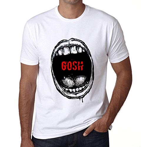 Hombre Camiseta Vintage T-Shirt Gráfico Mouth Expressions Gosh Blanco