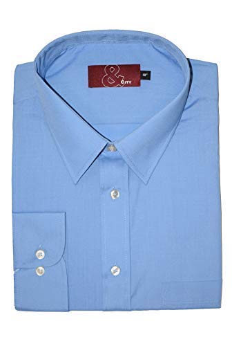 Hombre Extra Alta Fácil Cuidado Polialgodón Individual Puño Camisa - Aciano, (Collar 19/Chest 53-54 Inches)