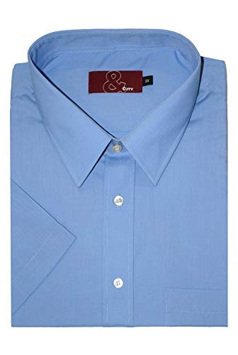 Hombre Talla Grande Polialgodón Fácil Cuidado Camisas de Manga Corta - Aciano, 4XL (Chest 62-64 Inches)