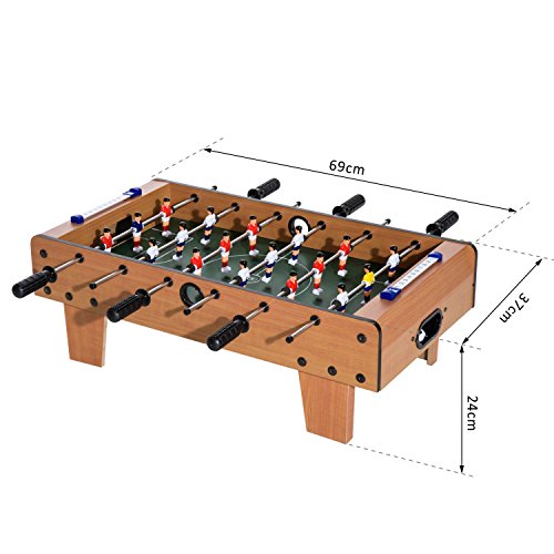 HOMCOM Futbolín de Mesa Juego Mesa de Fútbol Madera 69x37x24cm para Niño +3 Años y Adultos