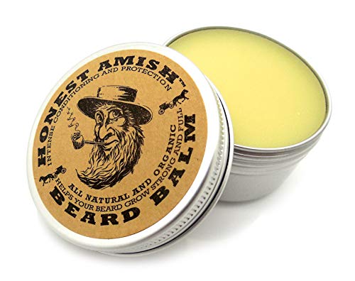 Honest Amish Beard Balm Acondicionador sin enjuague - Hecho solo con ingredientes naturales y orgánicos - Estaño de 2 onzas