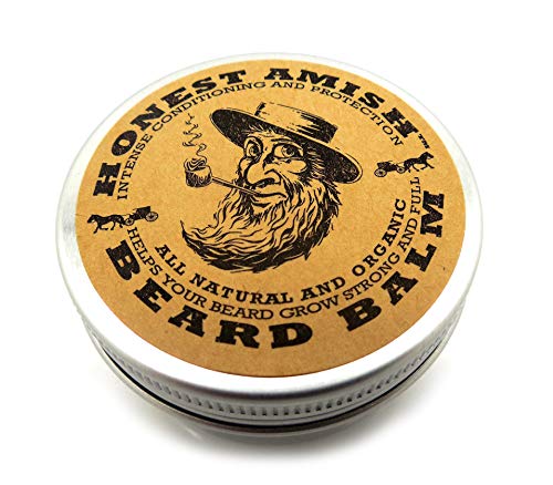 Honest Amish Beard Balm Acondicionador sin enjuague - Hecho solo con ingredientes naturales y orgánicos - Estaño de 2 onzas