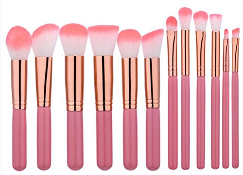 Hosaire 12 Piezas Pincel de Maquillaje de Belleza Profesional compone el Cepillo de Rose de Color Cepillo cosmético del Maquillaje de la Cara del Cepillo