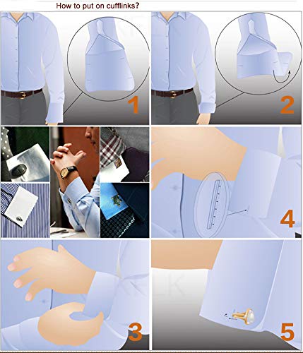 Hosaire Gemelos de Rayas de Moda 22X21mm Gemelos Camisa Acero Inoxidable Color Plata Azul