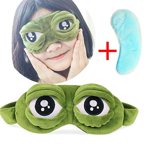 HoSayLike Cute Eyes Cover The Sad 3D Eye Mask Cover Sleep Resto Sleep Anime Regalo divertido con bolsa de hielo (Verde)