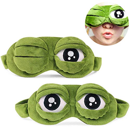 HoSayLike Cute Eyes Cover The Sad 3D Eye Mask Cover Sleep Resto Sleep Anime Regalo divertido con bolsa de hielo (Verde)