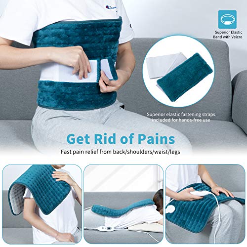 Hosome Almohadilla Térmica Eléctrica para Espalda Hombro Cuello Vertebra Cervical, 6 Calentamiento Niveles, Gratuitas Correas de Sujeción Elásticas y Bolsa de Almacenamiento (30x60cm)