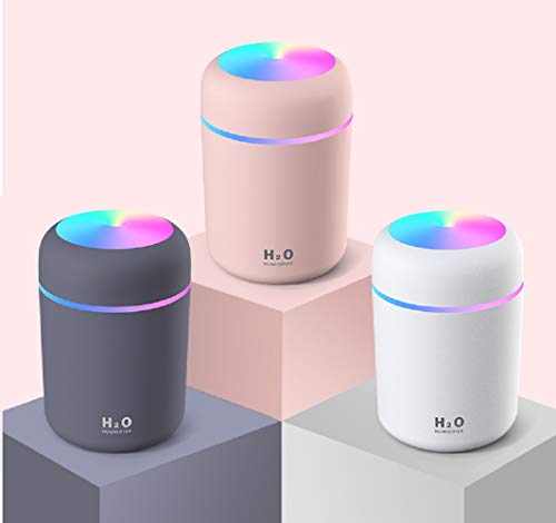 HOUFIL Humidificador Mini - Unidad de humidificación de Primera Calidad con Tanque de Agua de 300ml, Funcionamiento ultrasónico silencioso, Apagado automático y función de luz Nocturna (Negro)