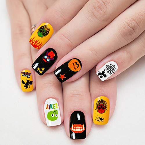 HOWAF Halloween 3D Nail Art Stickers Calcomanías, 700+ Halloween Uñas Pegatinas Autoadhesiva Manicura para Niñas Halloween Maquillaje Disfraz Artículo Decoración, Cráneo Calabaza Araña Fantasma Bruja