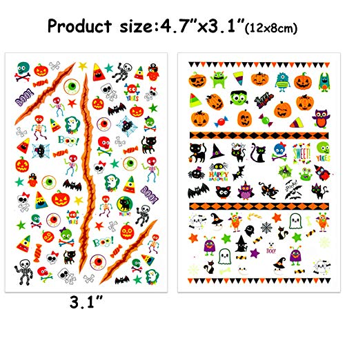 HOWAF Halloween 3D Nail Art Stickers Calcomanías, 700+ Halloween Uñas Pegatinas Autoadhesiva Manicura para Niñas Halloween Maquillaje Disfraz Artículo Decoración, Cráneo Calabaza Araña Fantasma Bruja