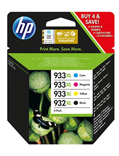 Hp C2P42Ae 932Xl/933Xl Cartucho de Tinta Original, 4 Unidades, Negro, Cian, Magenta y Amarillo