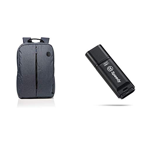 HP Value Backpack 15.6 - Mochila para portátiles de hasta 15.6", gris y azul + AXE Speedy, Memoria USB 3.1 de 128 GB, Velocidad de lectura de hasta 400 MB/s, Flash Drive