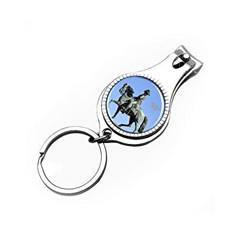 Hqiyaols Keychain España Logrono Cortaúñas Abridor de Botellas Lima de uñas Llavero Cristal Acero Inoxidable Multifuncional Recuerdo Regalo
