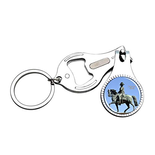 Hqiyaols Keychain España Logrono Cortaúñas Abridor de Botellas Lima de uñas Llavero Cristal Acero Inoxidable Multifuncional Recuerdo Regalo
