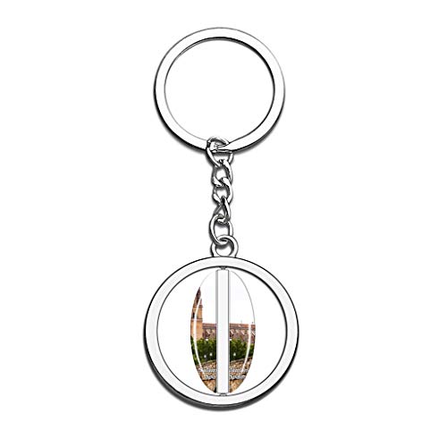 Hqiyaols Keychain España Puente Romano Catedral Salamanca Cristal Girar Acero Inoxidable Llavero Viajes Ciudad Recuerdo Llavero