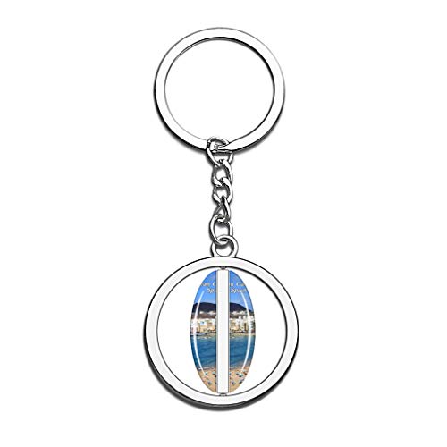 Hqiyaols Keychain España Roque Nublo Las Palmas Gran Canaria Cristal Girar Acero Inoxidable Llavero Viajes Ciudad Recuerdo Llavero