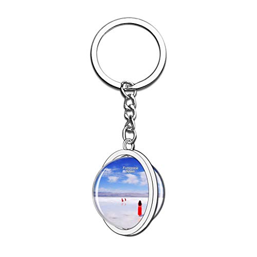 Hqiyaols Keychain España Salt Lake Torrevieja Cristal Girar Acero Inoxidable Llavero Viajes Ciudad Recuerdo Llavero