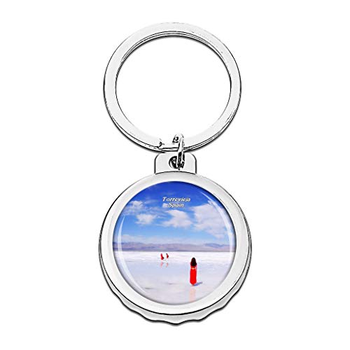 Hqiyaols Keychain España Salt Lake Torrevieja Gorra Abrebotellas Llavero Creativo Cristal Acero Inoxidable Llaveros Viajes Recuerdo