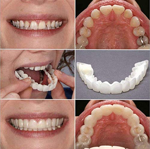 HQSF 2 pcs Dentadura，simulación de Silicona Superior E Inferior Reutilizable para Adultos Dentadura Set Cosméticos， on Smile Blanqueamiento De La Fit