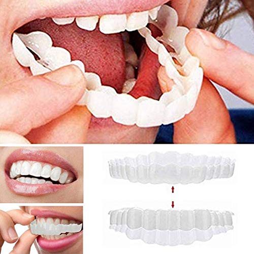 HQSF 2 pcs Dentadura，simulación de Silicona Superior E Inferior Reutilizable para Adultos Dentadura Set Cosméticos， on Smile Blanqueamiento De La Fit